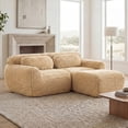 thumbnail image 4 of L-Shaped Boneless Sofa with Chaise, Plush Fabric, No Assembly, Light Khaki, 2-Seater, 4 of 10