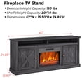 thumbnail image 4 of Juiluna Farmhouse Electric Fireplace TV Stand for TVs up to 65 Inch, Entertainment Center with 23" Electric Fireplace Remote Control, TV Console Cabinet with Open Storage Shelves for Living Room,Black, 4 of 7