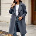 thumbnail image 4 of Vixolx Winter Peacoat for Women Fashion Notched Lapel Collar Double Breasted Woolen Coat with Side Pockets Solid Long Sleeve Overcoat, 4 of 9