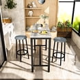 thumbnail image 5 of MOOSENG Bar Table Set with White Faux Marble Top, Pub Height Dining Table and Set of 2 Upholstered Stools, Space-Saving Kitchen Table Set for Small Spaces, 5 of 6