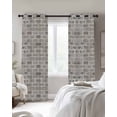 thumbnail image 2 of Beige Brick Wall Blackout Curtains 90 Inch Length 2 Panels Set for Living Room Bedroom, Retro Country Stone Rocks Geometric Print Privacy Window Treatment Thermal Insulated Black Out Drapes 52"x90", 2 of 8