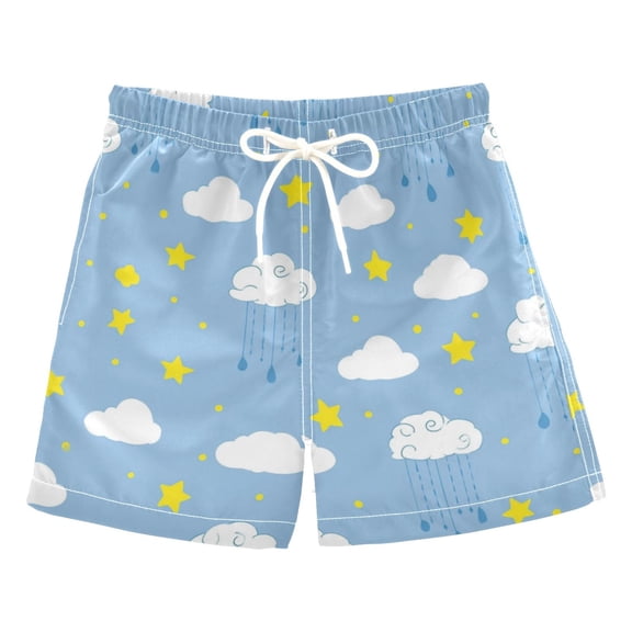 Boys' Swim Trunks Kids Beach Shorts Quick Dry Board Shorts Clouds and Stars 2T