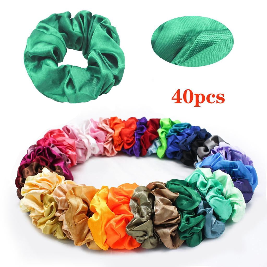 2x 40pcs Elastic Hair Ties Silk Elastic Bands Colorful Hair Bands for Girls / Women Ponytails