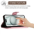 thumbnail image 4 of for iPhone 14 Wallet Case, Elegant Card Holder Cash Slot PU Leather Kickstand Wrist Strap Wallet Shockproof Protective Flip Women Girls Case Cover for iPhone 14, Pink, 4 of 7