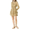 thumbnail image 6 of Allegra K Women's Floral Printed Smocked Waist V Neck Long Sleeve Chiffon Dresses, 6 of 7