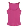 thumbnail image 3 of Camiseta sexy sin mangas con tirantes para mujer - Top corto ajustado con relleno extraíble, sujetador deportivo sin costuras para yoga, 3 of 3