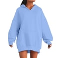 thumbnail image 2 of hoksml Women's Long Sweatshirts Solid Color Long Sleeved Hooded Pullover Top Fashionable Loose Active Hoodies with Pockets, 2 of 6