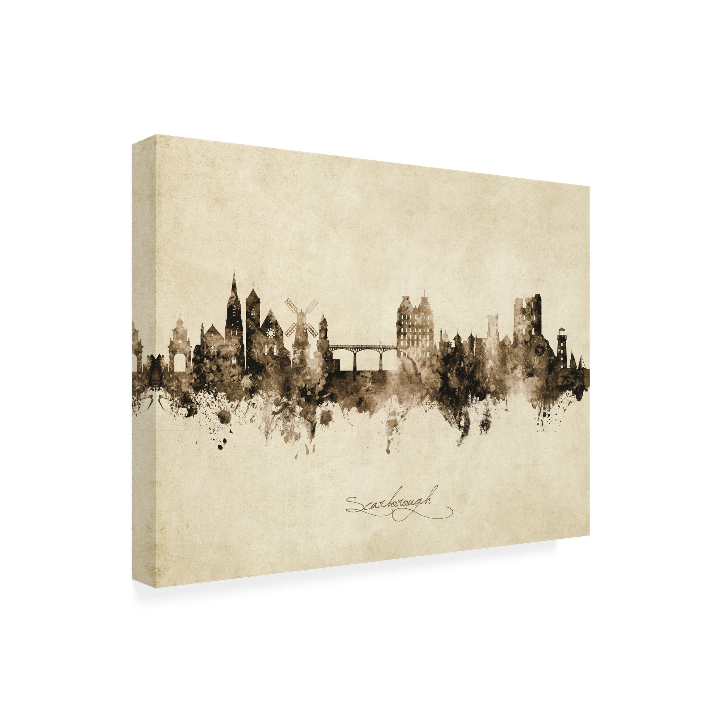 Michael Tompsett 'Scarborough England Skyline Vintage' Canvas Art
