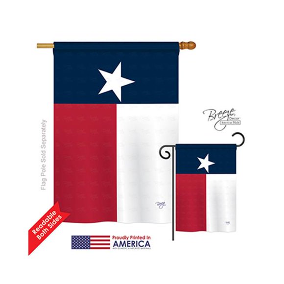 Breeze Decor 08230 Indique l'État du Texas Impression Verticale à Deux Côtés Drapeau de la Maison - 28 x 40 Po.