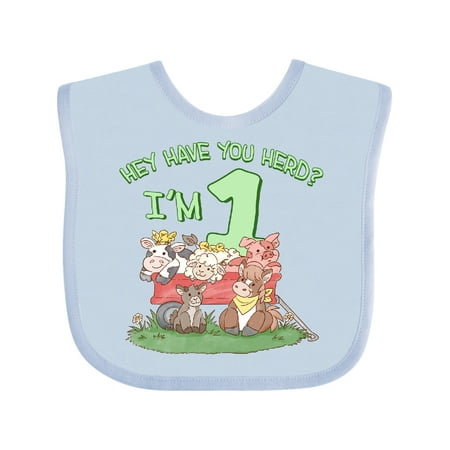 

Inktastic Hey Have You Herd I m 1 Cute Baby Farm Animals Gift Baby Boy or Baby Girl Bib