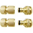 thumbnail image 1 of Conector de manguera de jardín, paquete de 4 Conector de manguera de agua Conector de manguera de jardín de latón, paquete de 4 Conectores de manguera de punta de grifo de latón Rosca externa de 1/2, 1 of 5