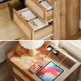 thumbnail image 6 of Night Stand Set of 2,Rattan End Tables,Bedside Tables with Charging Station,Nightstands Set of 2 with Drawer,Boho Bed Side Tables,Rattan Side Table with Storage for Bedroom, Natural, 2 Pack, 6 of 9