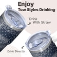 thumbnail image 4 of Bohemian Style 20oz Tumbler with Lids & Straws, Insulated Stainless Steel Travel Coffee Cup, Double Wall Vacuum Mug, Leakproof, 4 of 5