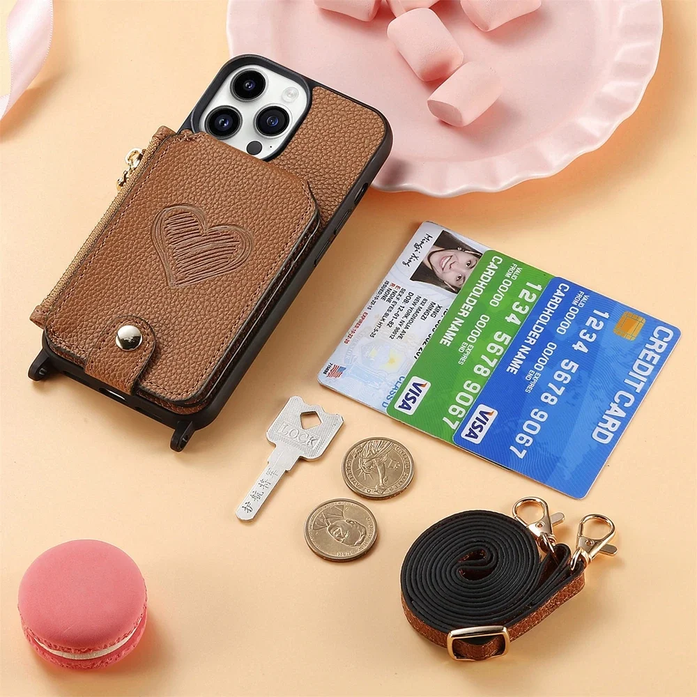 Magnetic Leather Wallet Case For IPhone 12-16 Series – Card Slot, Kickstand, Flip Cover, Faux Leather, Patterned