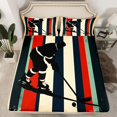 thumbnail image 2 of Homewish Sport Ice Hockey 4pcs Bed Sheets for Boys Girls,Geometric Stripes Lines King Sheets,Ball Gamer Super Cozy Sheet Set,Lightweight Room Decor, 2 of 7