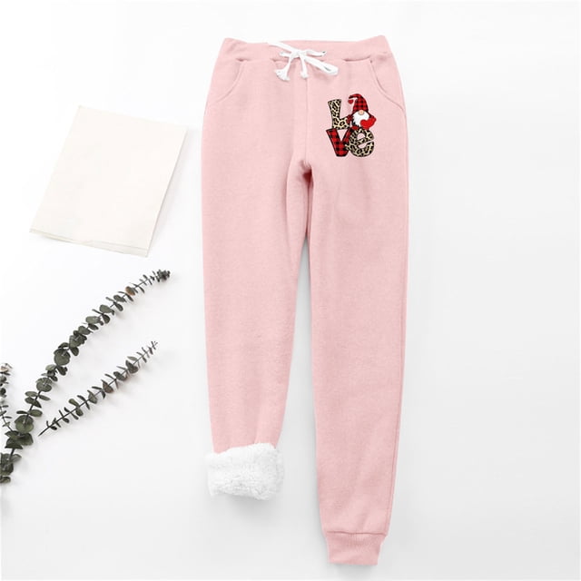 LSLJS Women's Christmas Santa Claus Print Leggings With Elastic Drawstring Pockets Thick Warm Pants, Womens Work Pants