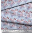 thumbnail image 2 of Soimoi Toile de Canard de Coton Feuilles & Fleurs Roses Imprimés par Yard 56 Pouces de Large, 2 of 3
