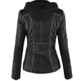 thumbnail image 2 of Mujer motocicleta con capucha pu cuero biker chaqueta abrigo prendas de vestir exteriores, 2 of 2
