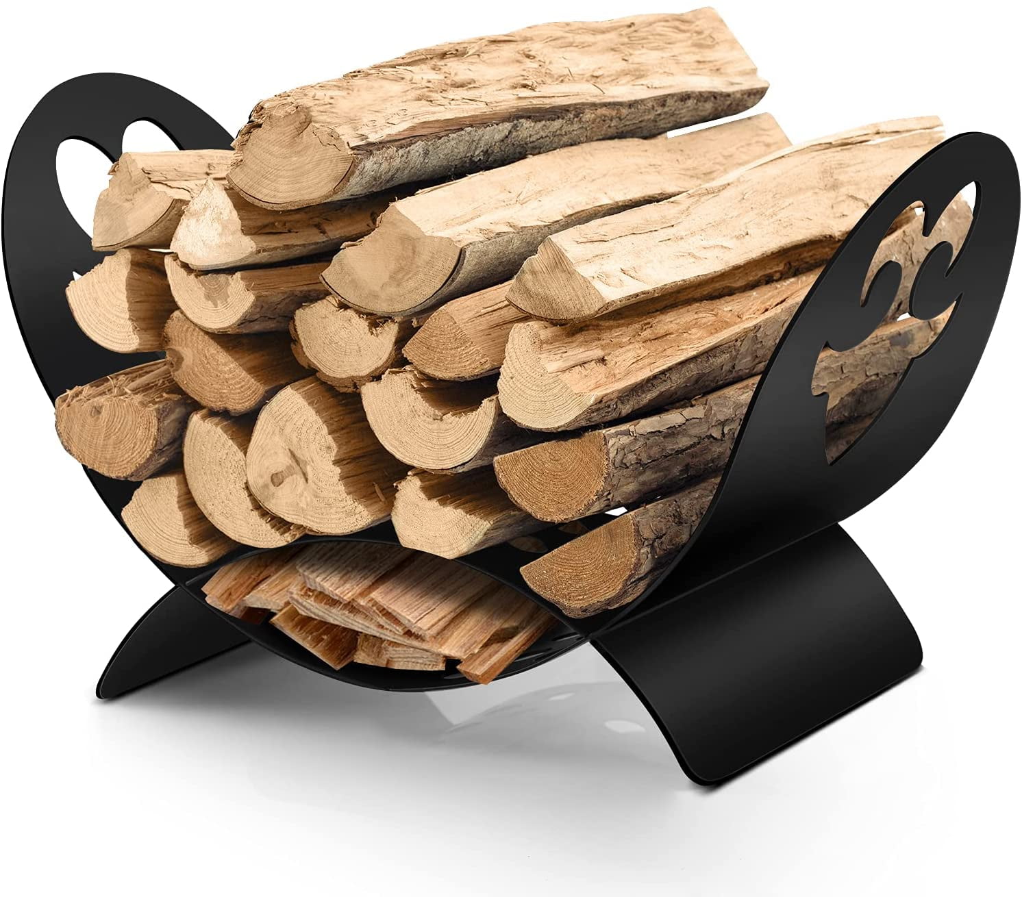 Amagabeli Fireplace Log Holder Wrought Iron Indoor Fire Wood Stove Stacking Rack 