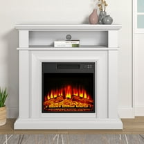 FESTIVO 36-Inch Electric Fireplace with Mantel & Wood Finish -White