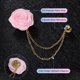 thumbnail image 2 of Pin de broche de flor de rosa Uxcell para traje de hombres, pin de solapa de flor con cadena de borlas doradas para bodas [Rosa], 2 of 7