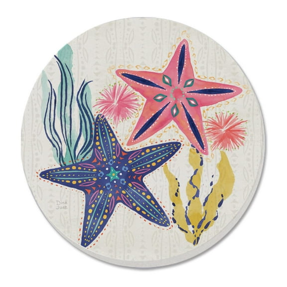 Thirstystone "Colorful Starfish" Single Round Stone Coaster