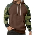 thumbnail image 2 of Men's Pullover Hoodie with Camouflage Print Raglan Sleeves and Adjustable Drawstring Hood Casual Fit Sweatshirt Top Light Brown 3XL, 2 of 5