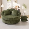 thumbnail image 6 of Muumblus 50" Oversized Swivel Accent Barrel Chair, Modern Lounge Chair Indoor, Round Reading Armchair for Living Room, Green Corduroy, 6 of 12