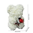 thumbnail image 3 of White Plastic Rose Bear Ornament for Home & Office Decor, Gift for Girlfriend's Birthday and Special Occasions, 3 of 6