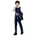 thumbnail image 1 of WEIYLL Ensembles de Tenue pour Garçons Smoking Coupe Ajustée Formel Mariage Fête Réjouissance Brillant 4 Pcs Pantalon Veste Costumes Bleu Foncé 6-7 Ans, 1 of 4