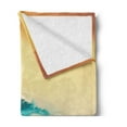 thumbnail image 2 of Ocean Soft Flannel Fleece Throw Blanket, Ocean Breaking Wave at Sunset in Warm Colors Sea Seasonal Picture Art, Cozy Plush for Indoor and Outdoor Use, 70" x 90", Turquoise Yellow Brown, by Ambesonne, 2 of 5