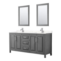 Wyndham Collection Daria 72" Light-Vein Wood Double Bathroom Vanity in Gray