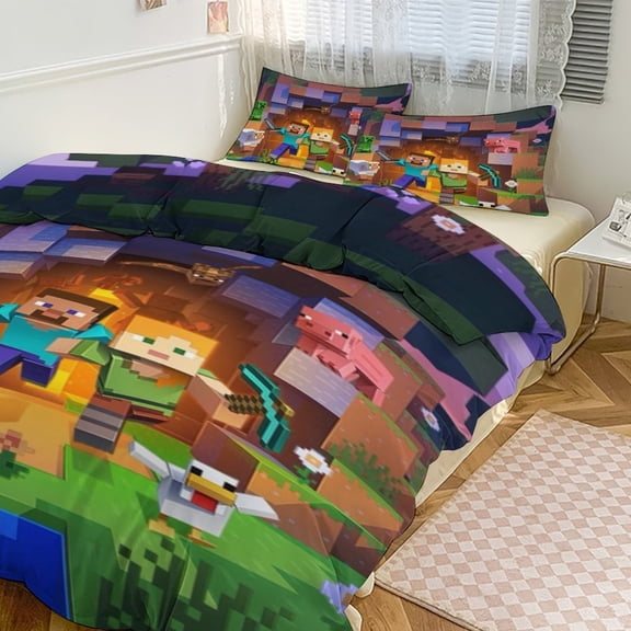 Fortnite Bedding Sets Twin Queen King Size Game Printed Bed Set 3Pcs Duvet Cover Bedroom Decor for Boys Girls Adult Gift 1Comforter 2 Pillowcases