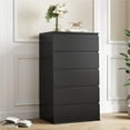 thumbnail image 6 of Black Dresser, 5 Drawer Dresser Tall Black Dresser with Large Storage Space, Modern Storage Chest of Drawers, 23.6L x 17.6W x 39.1H Inch Storage Organizer Cabinet for Home, Black, 6 of 17