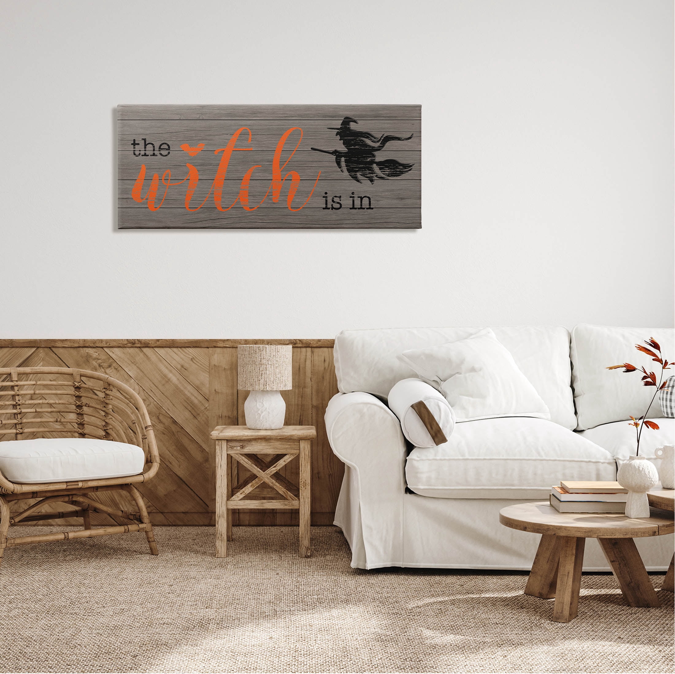 Stupell Industries The Witch Is In Halloween Sign Graphic Art Gallery Wrapped Canvas Print Wall Art, Design by CAD Designs