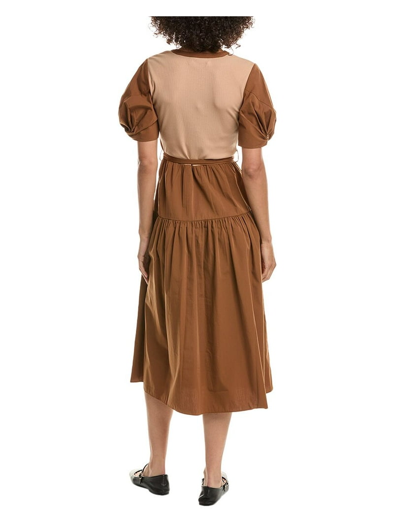 brown mixed media dress ASTR The Label Women's Tanaia Mixed Media Dress, Brown, XS at Amazon Women's Clothing store