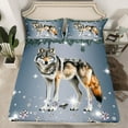 thumbnail image 2 of Wolf Bed Sheets Set Sliver Sequin Fluid Art Sheets,Crystal Diamond Sheet Set Twin,Woodland Animals Bedding Set Jungle Wildlife Room Decor, 2 of 7