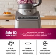 Ninja Food Processor 9-Cup, 3 Auto-iQ Presets, Chop Slice Shred, Dishwasher Safe, BN600 Silver