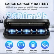 Portable Printers Wireless for Travel, Bluetooth Thermal Printer Support 8.5 X 11 US Letter, Inkless Printer for A4 Thermal Paper, Compatible with Android iOS & Laptop for Office Car Home, Black