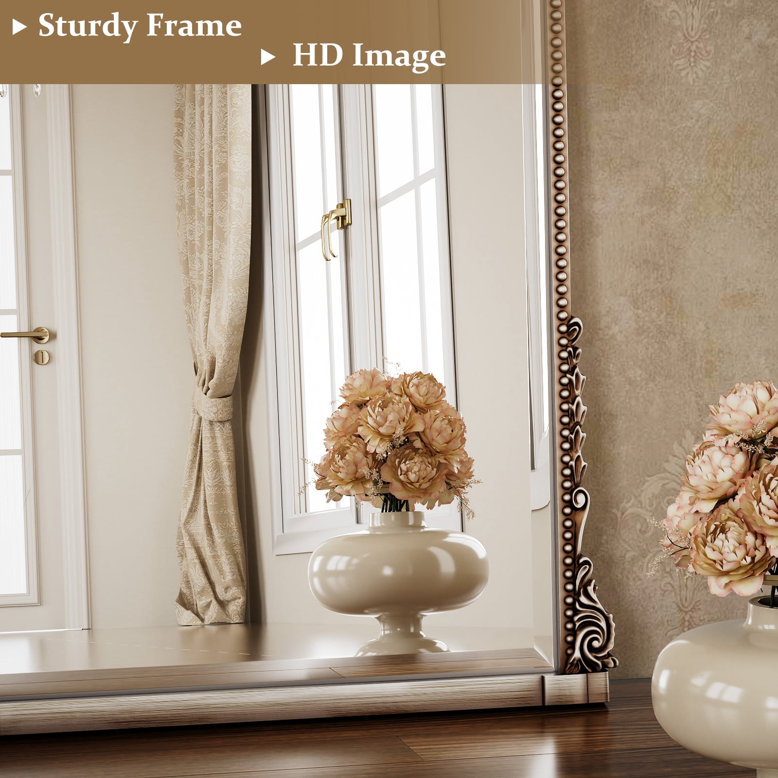 Mirstory 24"x32" Arched Bathroom Vintage Wall Mounted Mirror Antique Decor Mirror, Silver