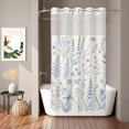 thumbnail image 1 of No Hook Shower Curtain, Country Blue Floral Shower Curtains for Bathroom with See Through Top Window, Vintage Wildflower Pastoral Plants Waterproof & Washable Bath Curtain Stand Up Stall 36"x72", 1 of 6