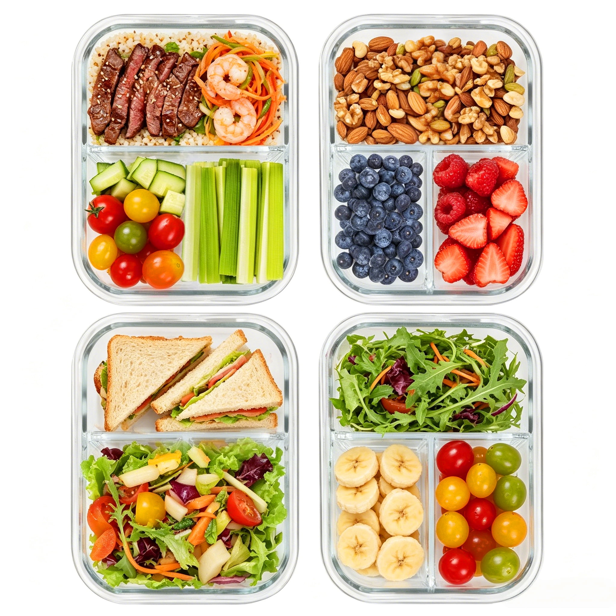 Sindcom 4-Pack 33oz Glass Meal Prep Containers, Gray