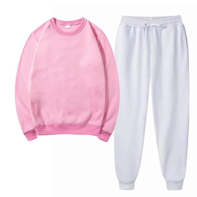 Aqestyerly Ensembles à Manches Longues pour Femmes Chandail à Col Rond Uni Pantalon de Sport Décontracté Ensemble de Sport