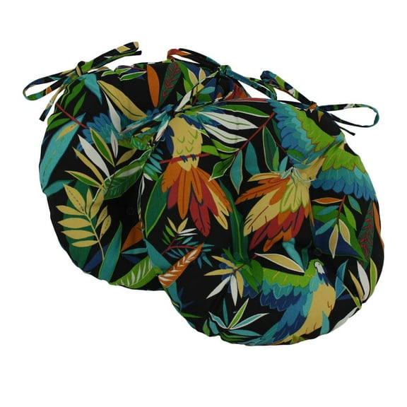 16-inch Outdoor Spun Polyester Tufted Chair Cushion (Set of 2) - Tucuman Ebony