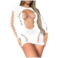 thumbnail image 2 of Lencería de mujer, malla hueca, medias de manga larga, body de nailon para mujer, 2 of 3