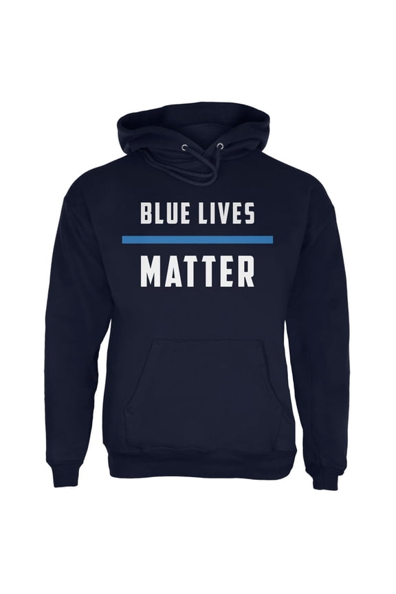 Police Blue Lives Matter Thin Blue Line Navy Adult Hoodie - X-Large