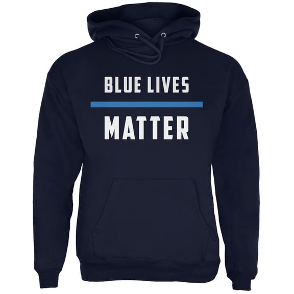 Police Blue Lives Matter Thin Blue Line Navy Adult Hoodie - X-Large
