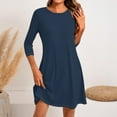 thumbnail image 6 of LISTHA Women's 3/4 Sleeve Dresses, Casual T-Shirt Dresses, Crew Neck Loose fit Swing Autumn Dresses, Tunic Dresses Navy M, 6 of 6