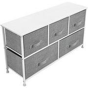 Sorbus Dresser with 5 Drawers - Furniture Storage Chest Tower Unit for Bedroom, Hallway, Closet, Office Organization - Steel Frame, Wood Top, Easy Pull Fabric Bins (White/Gray)
