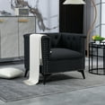 thumbnail image 3 of Accent Chair with Nail Head Design, Modern Linen Armchair with Button Backrest and Black Metal Legs, Sofa Chair for Living Room Reading Room Bedroom, Black, 3 of 8